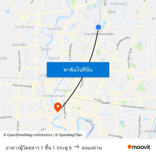 อาคารผู้โดยสาร 1 ชั้น 1 ประตู 6 to คลองสาน map