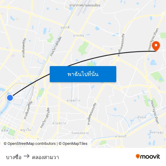 บางซื่อ to คลองสามวา map