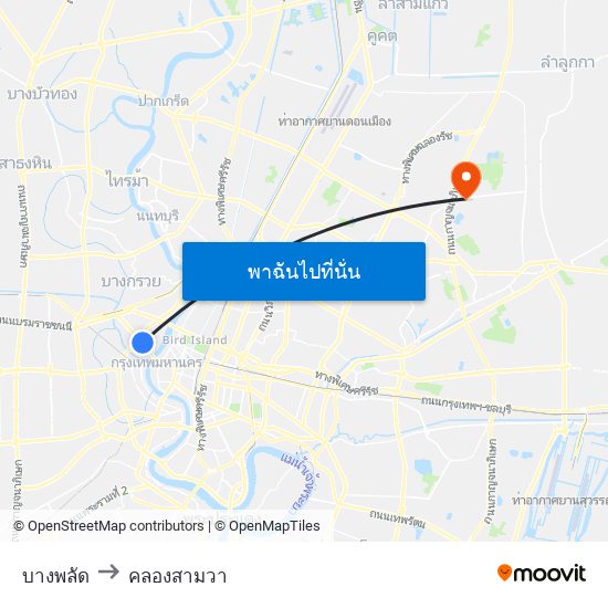 บางพลัด to คลองสามวา map