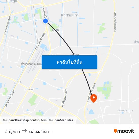 ลำลูกกา to คลองสามวา map