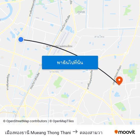 เมืองทองธานี Mueang Thong Thani to คลองสามวา map