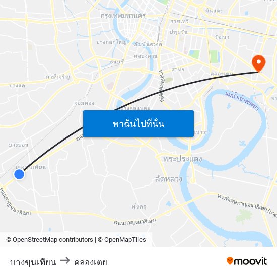 บางขุนเทียน to คลองเตย map