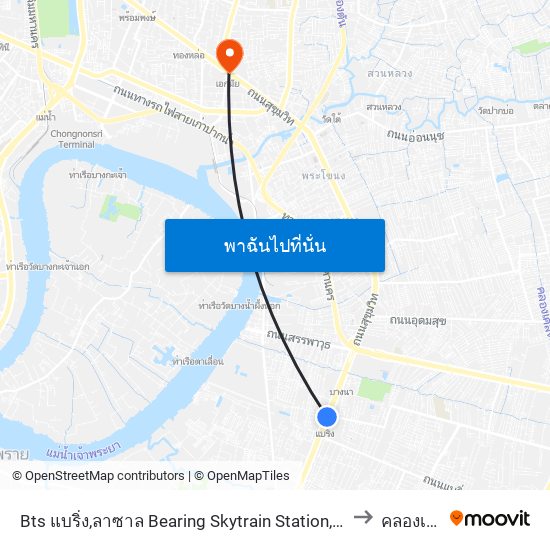 Bts แบริ่ง,ลาซาล Bearing Skytrain Station, Lasal to คลองเตย map