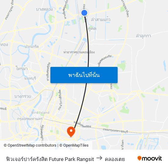 ฟิวเจอร์ปาร์ครังสิต Future Park Rangsit to คลองเตย map