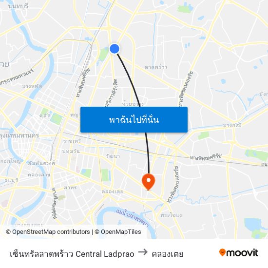 เซ็นทรัลลาดพร้าว Central Ladprao to คลองเตย map