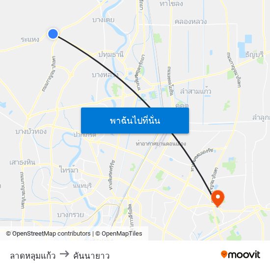 ลาดหลุมแก้ว to คันนายาว map