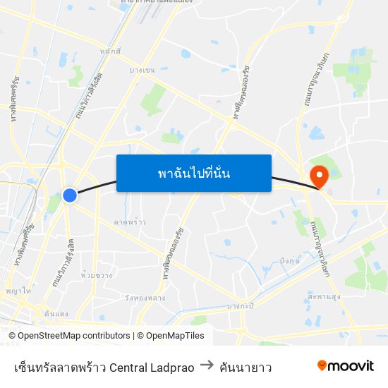 เซ็นทรัลลาดพร้าว Central Ladprao to คันนายาว map