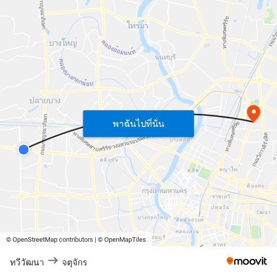 ทวีวัฒนา to จตุจักร map