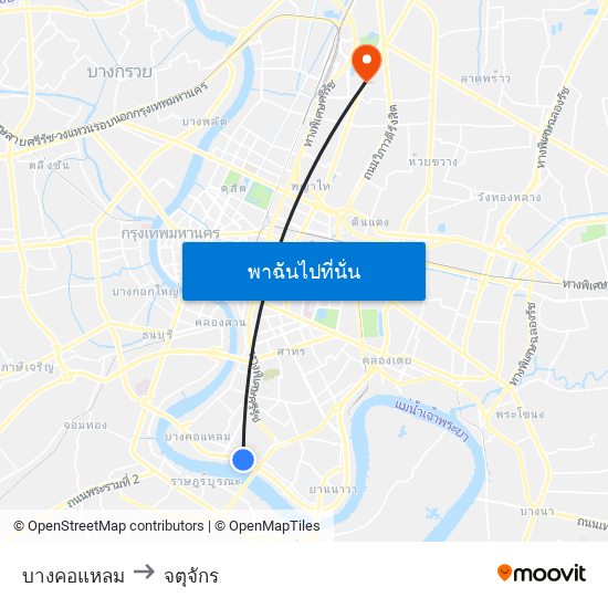 บางคอแหลม to จตุจักร map