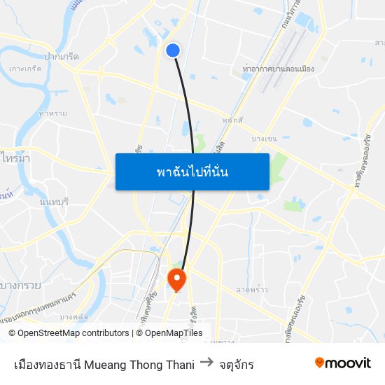 เมืองทองธานี Mueang Thong Thani to จตุจักร map