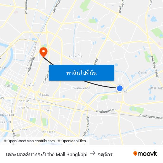 เดอะมอลล์บางกะปิ the Mall Bangkapi to จตุจักร map