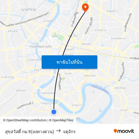 สุขสวัสดิ์ กม.9(ลงทางด่วน) to จตุจักร map