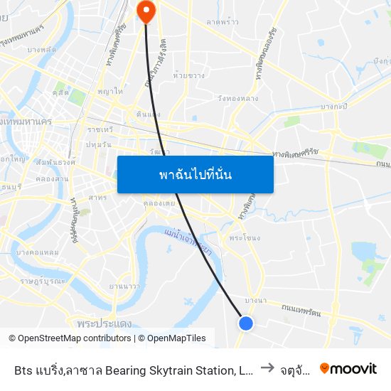 Bts แบริ่ง,ลาซาล Bearing Skytrain Station, Lasal to จตุจักร map