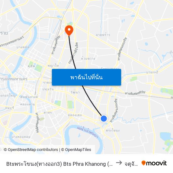 Btsพระโขนง(ทางออก3) Bts Phra Khanong (Exit 3) to จตุจักร map