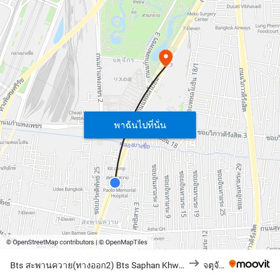 Bts สะพานควาย(ทางออก2) Bts Saphan Khwai (Exit 2) to จตุจักร map