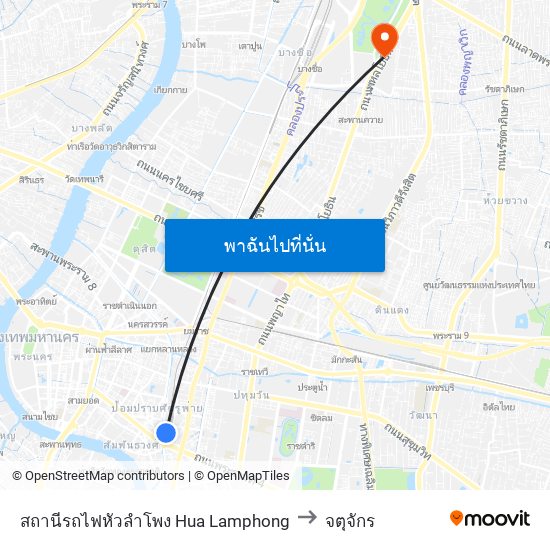 สถานีรถไฟหัวลำโพง Hua Lamphong to จตุจักร map
