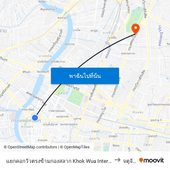 แยกคอกวัวตรงข้ามกองสลาก Khok Wua Intersection to จตุจักร map