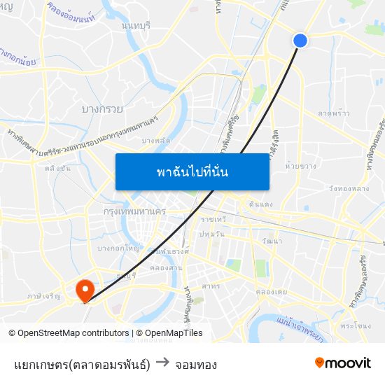 แยกเกษตร(ตลาดอมรพันธ์) to จอมทอง map