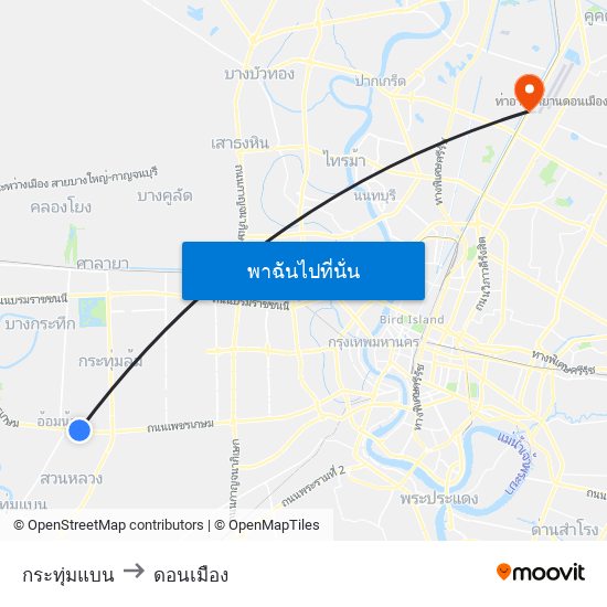 กระทุ่มแบน to ดอนเมือง map