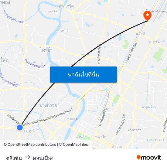 ตลิ่งชัน to ดอนเมือง map