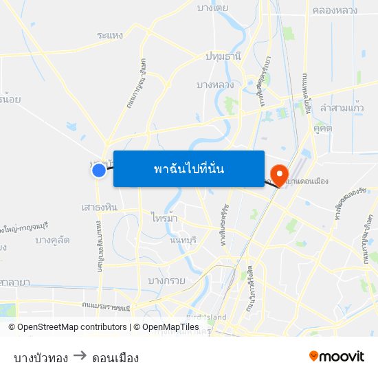 บางบัวทอง to ดอนเมือง map