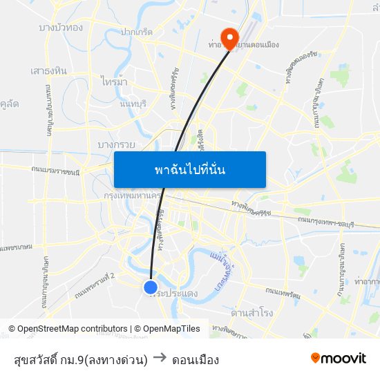 สุขสวัสดิ์ กม.9(ลงทางด่วน) to ดอนเมือง map