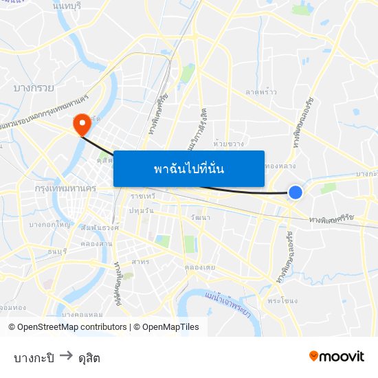 บางกะปิ to ดุสิต map