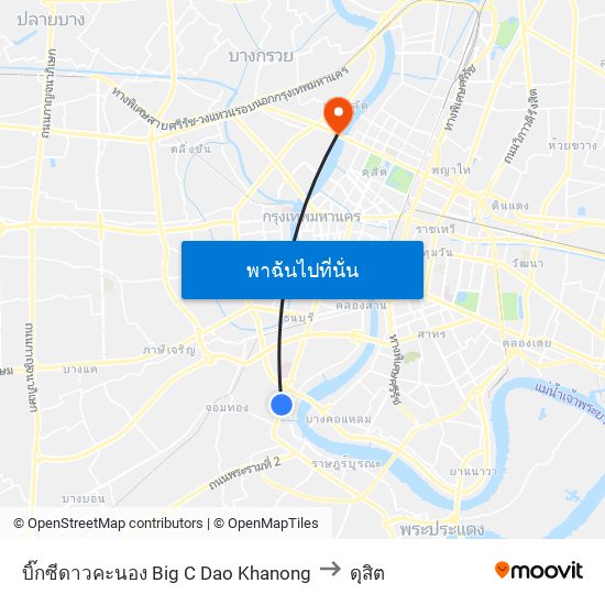 บิ๊กซีดาวคะนอง Big C  Dao Khanong to ดุสิต map
