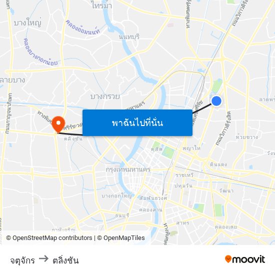 จตุจักร to ตลิ่งชัน map