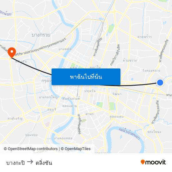 บางกะปิ to ตลิ่งชัน map