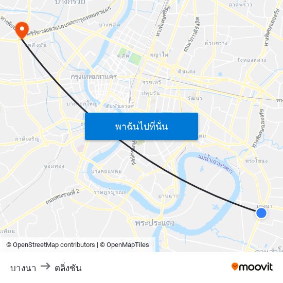 บางนา to ตลิ่งชัน map