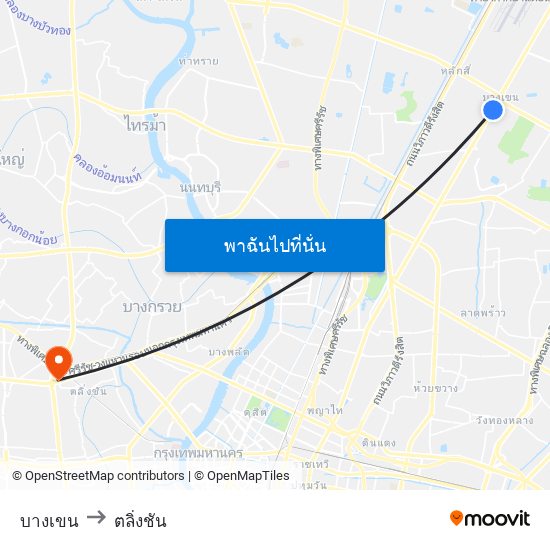 บางเขน to ตลิ่งชัน map