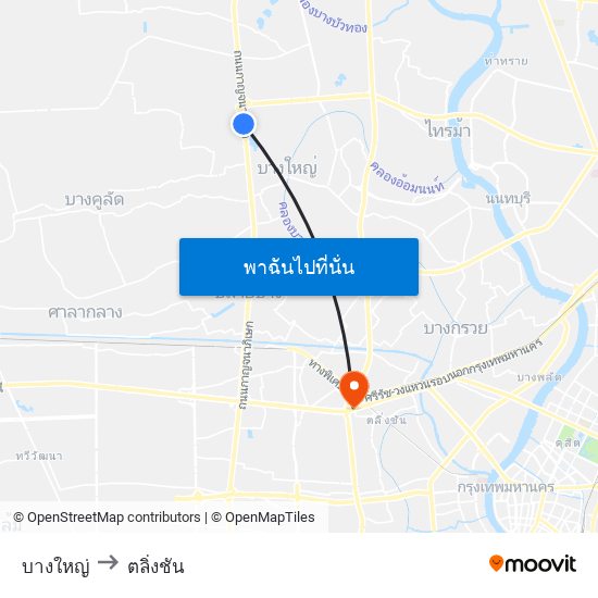 บางใหญ่ to ตลิ่งชัน map