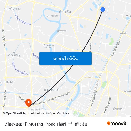 เมืองทองธานี Mueang Thong Thani to ตลิ่งชัน map