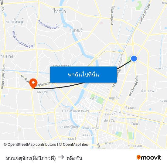 สวนจตุจักร(ฝั่งวิภาวดี) to ตลิ่งชัน map