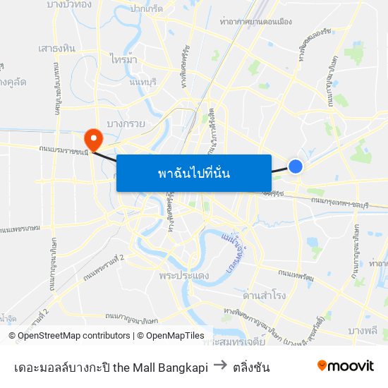เดอะมอลล์บางกะปิ the Mall Bangkapi to ตลิ่งชัน map