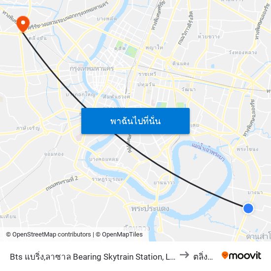 Bts แบริ่ง,ลาซาล Bearing Skytrain Station, Lasal to ตลิ่งชัน map