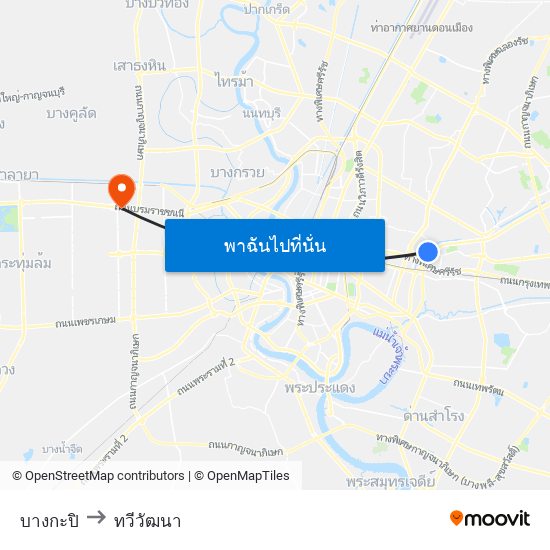 บางกะปิ to ทวีวัฒนา map