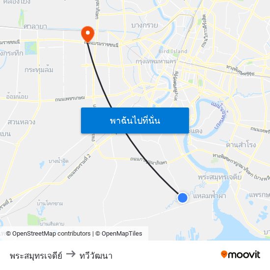 พระสมุทรเจดีย์ to ทวีวัฒนา map