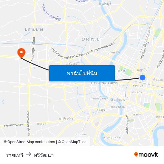 ราชเทวี to ทวีวัฒนา map