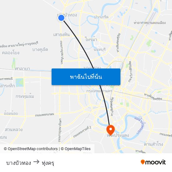 บางบัวทอง to ทุ่งครุ map