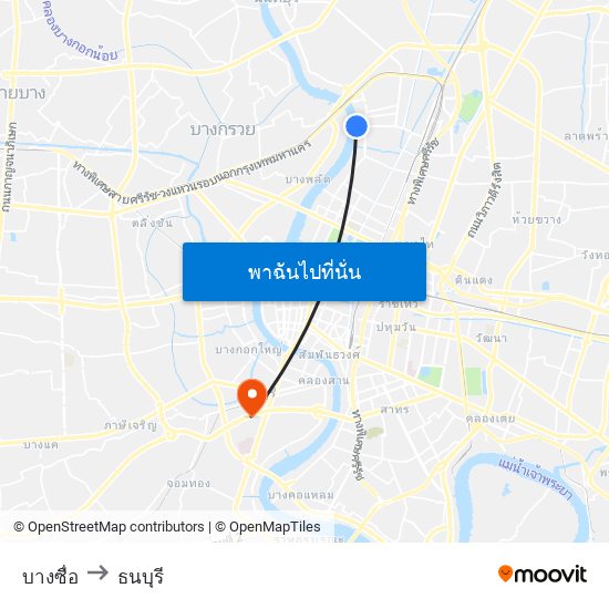 บางซื่อ to ธนบุรี map