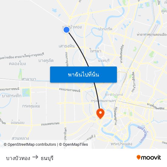 บางบัวทอง to ธนบุรี map