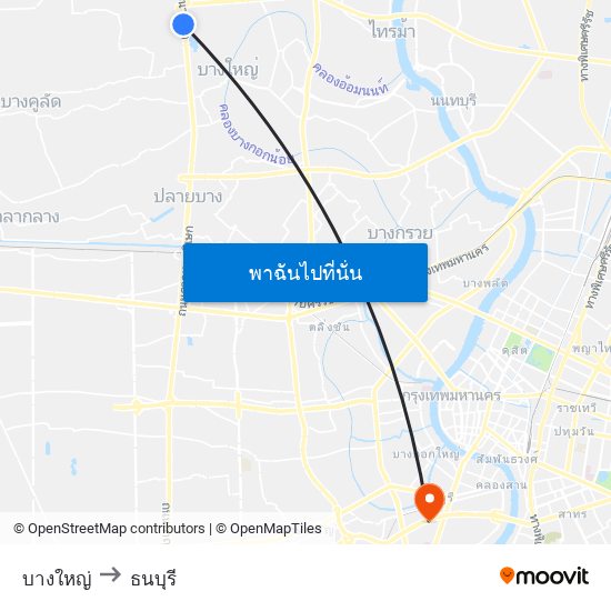 บางใหญ่ to ธนบุรี map