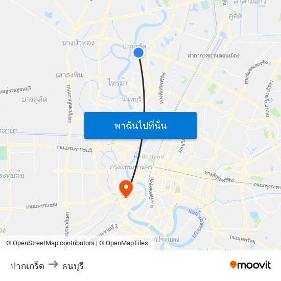 ปากเกร็ด to ธนบุรี map