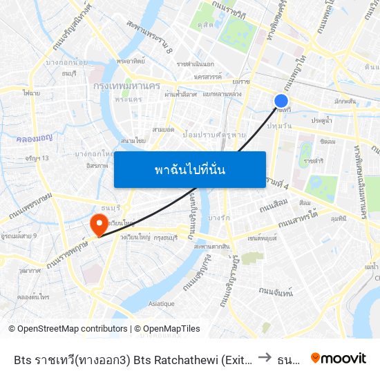Bts ราชเทวี(ทางออก3) Bts Ratchathewi (Exit 3) to ธนบุรี map