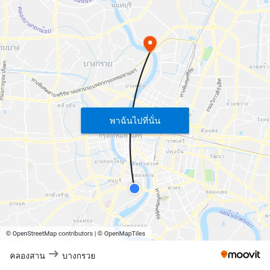 คลองสาน to บางกรวย map