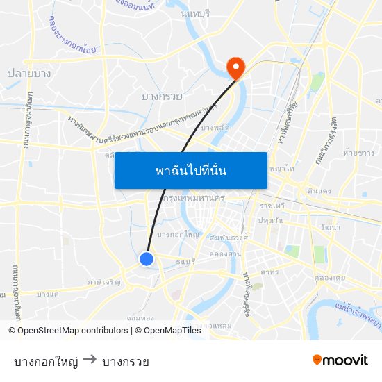 บางกอกใหญ่ to บางกรวย map