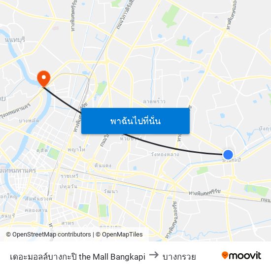 เดอะมอลล์บางกะปิ the Mall Bangkapi to บางกรวย map