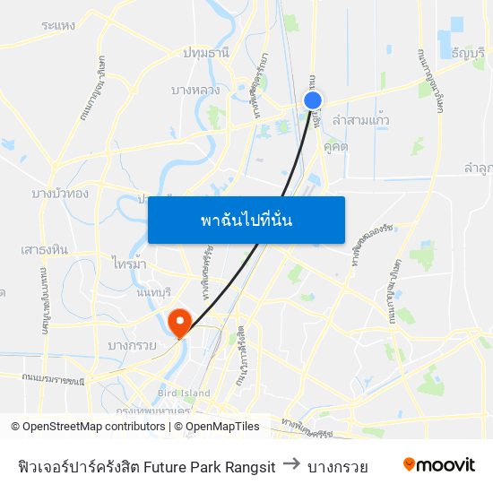 ฟิวเจอร์ปาร์ครังสิต Future Park Rangsit to บางกรวย map